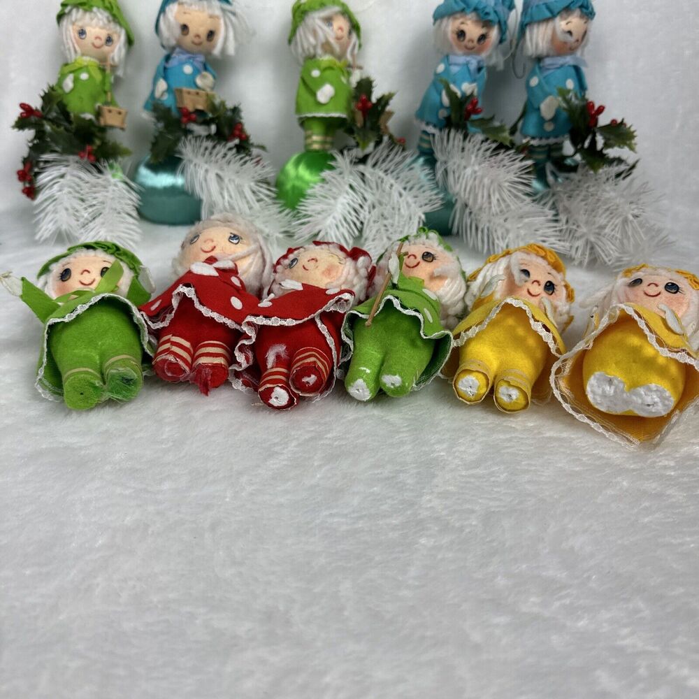 Vintage Christmas Ornaments Small Girl Dolls Styrofoam‎ Cottagecore Retro Decor - Picture 4 of 10
